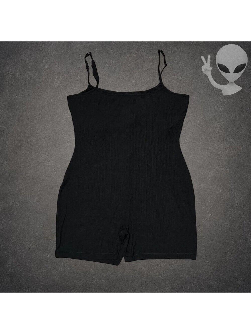 SKIMS Women'XL XL Onyx Black Spaghetti Strap One Piece Cami Romper Shorts